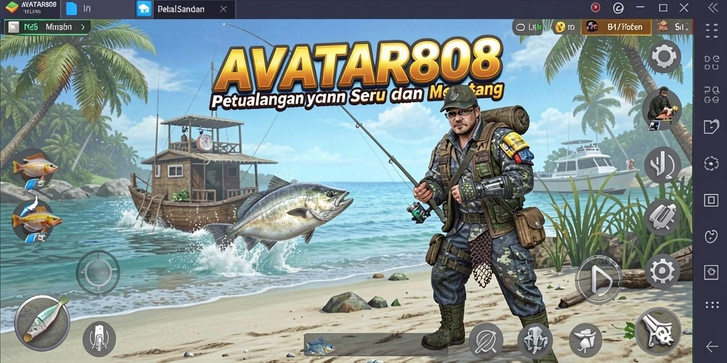 Gameplay AVATAR808 yang menarik dengan mekanisme memancing yang menyenangkan.