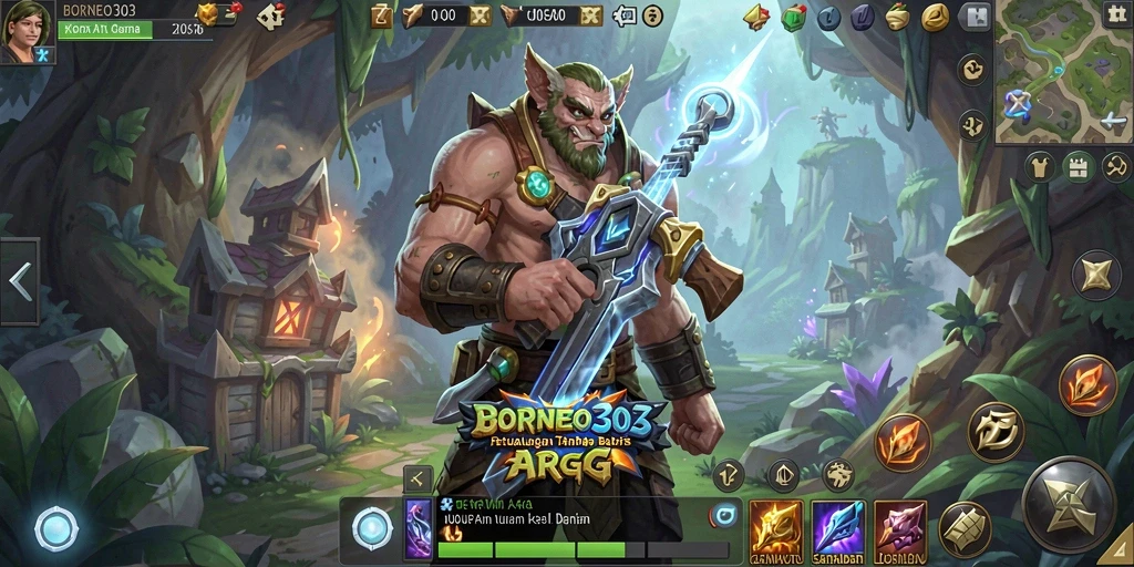 Tampilan gameplay seru dan pertarungan epik di BORNEO303.
