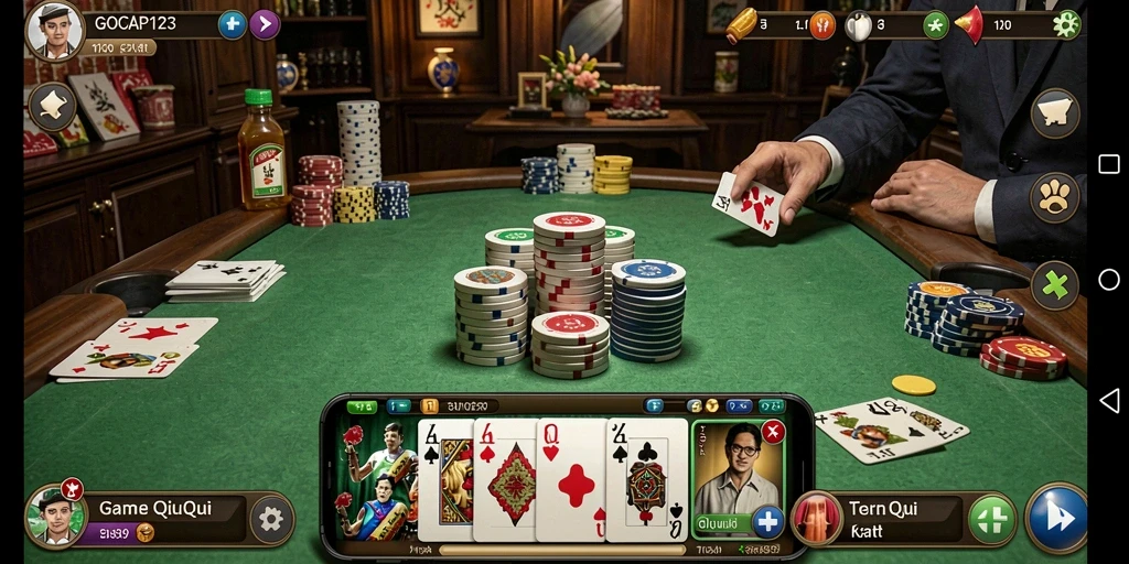 Screenshot utama GOCAP123 menampilkan gameplay QiuQiu yang seru.