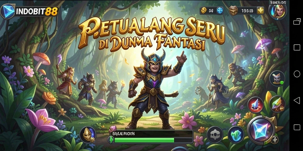 Tampilan gameplay INDOBIT88 menunjukkan petualangan seru di dunia fantasi.