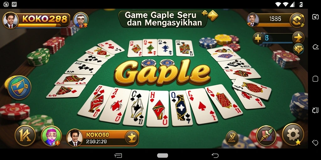 Screenshot KOKO288 menampilkan gameplay Gaple yang menarik dan interaktif.