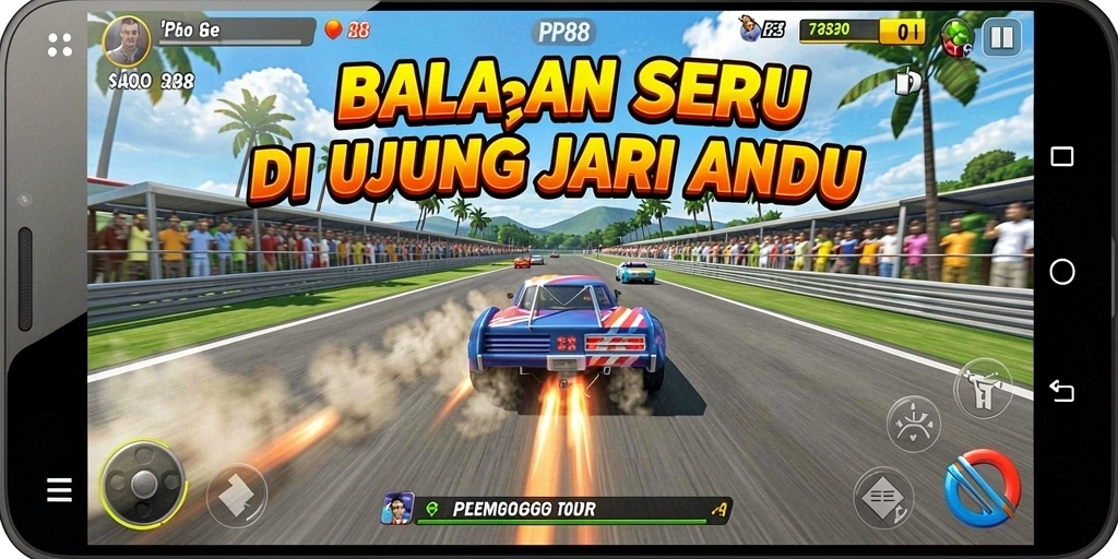 Tampilan seru dari gameplay balapan di PP88, penuh aksi dan kecepatan.