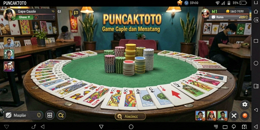 Tampilan gameplay menegangkan dalam permainan Gaple PUNCAKTOTO.