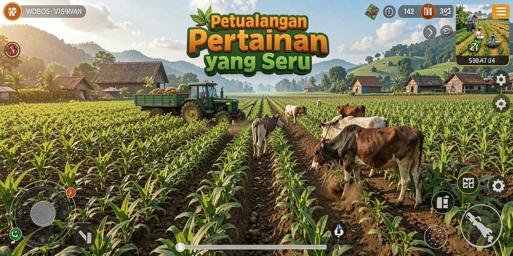 Tampilan menarik gameplay WDBOS dengan aktivitas bertani.